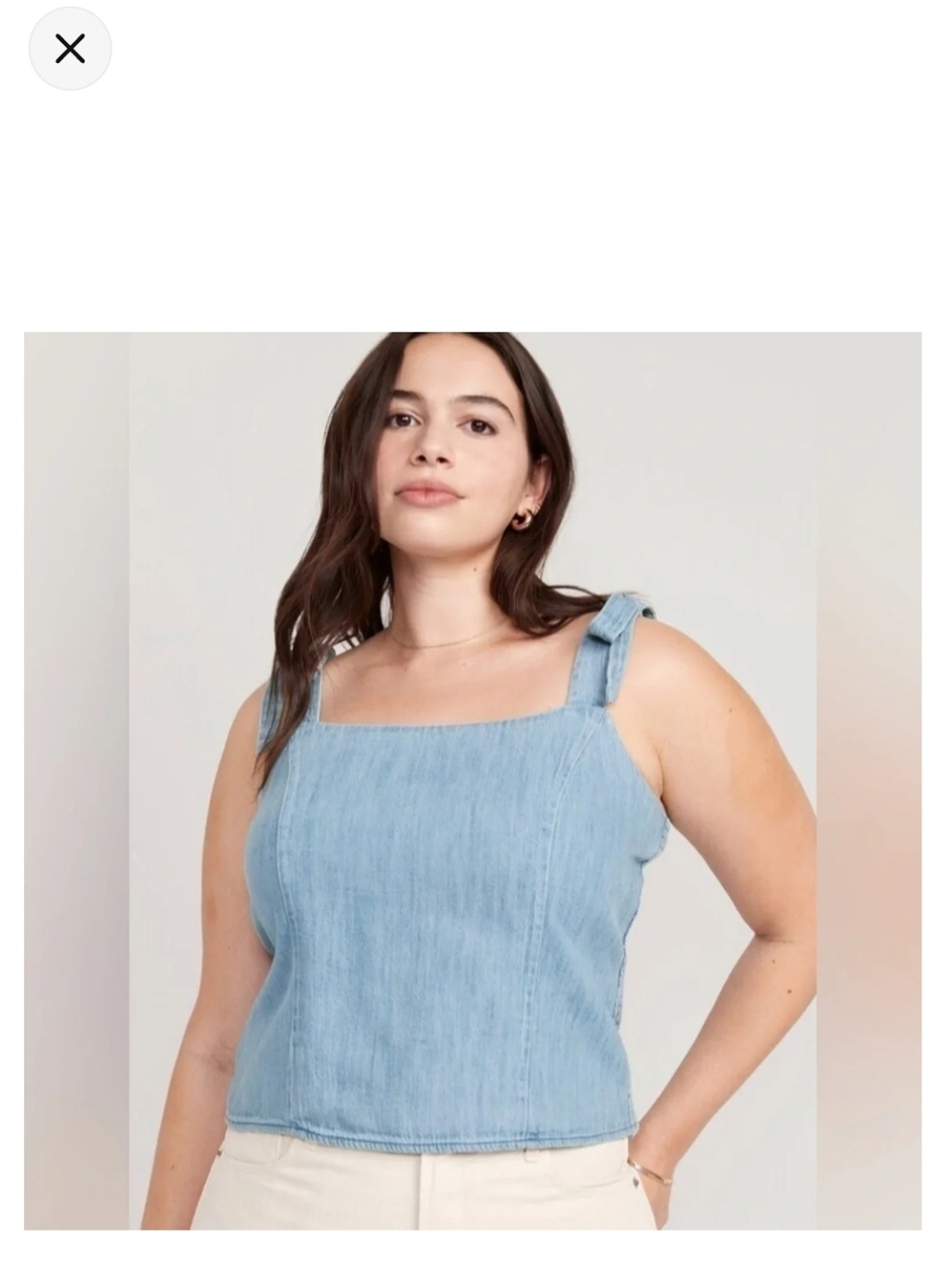 Old Navy Denim Blue Tank Top with Tie Straps